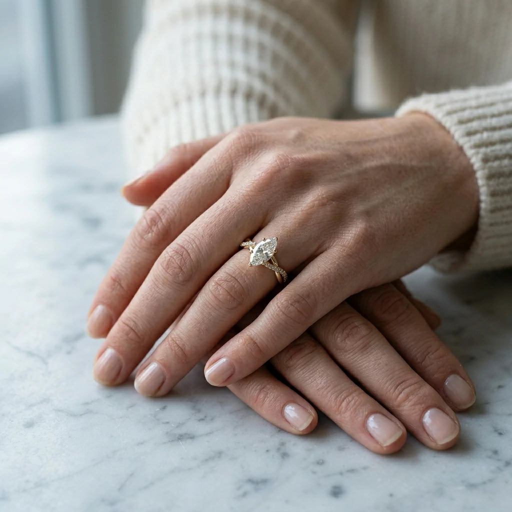 The Marquise Twist Ring — 1ct Moissanite