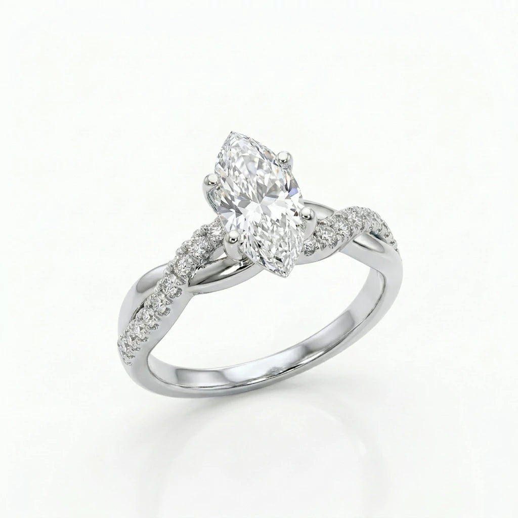The Marquise Twist Ring — 1ct Moissanite