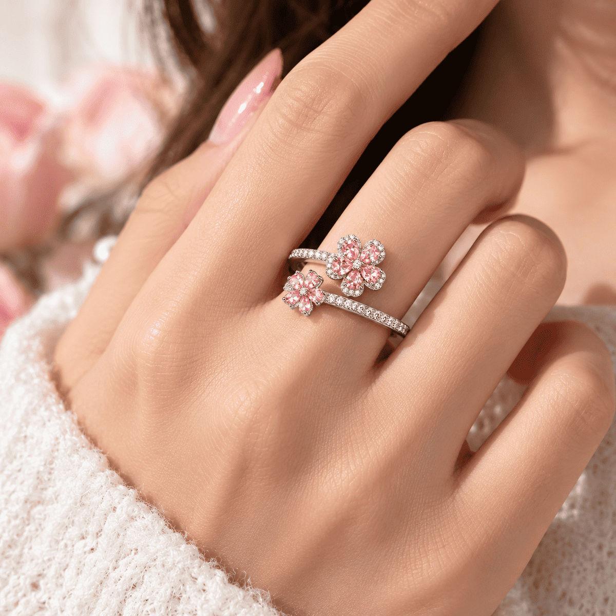 The Pink Bloom Open Ring — product view 8