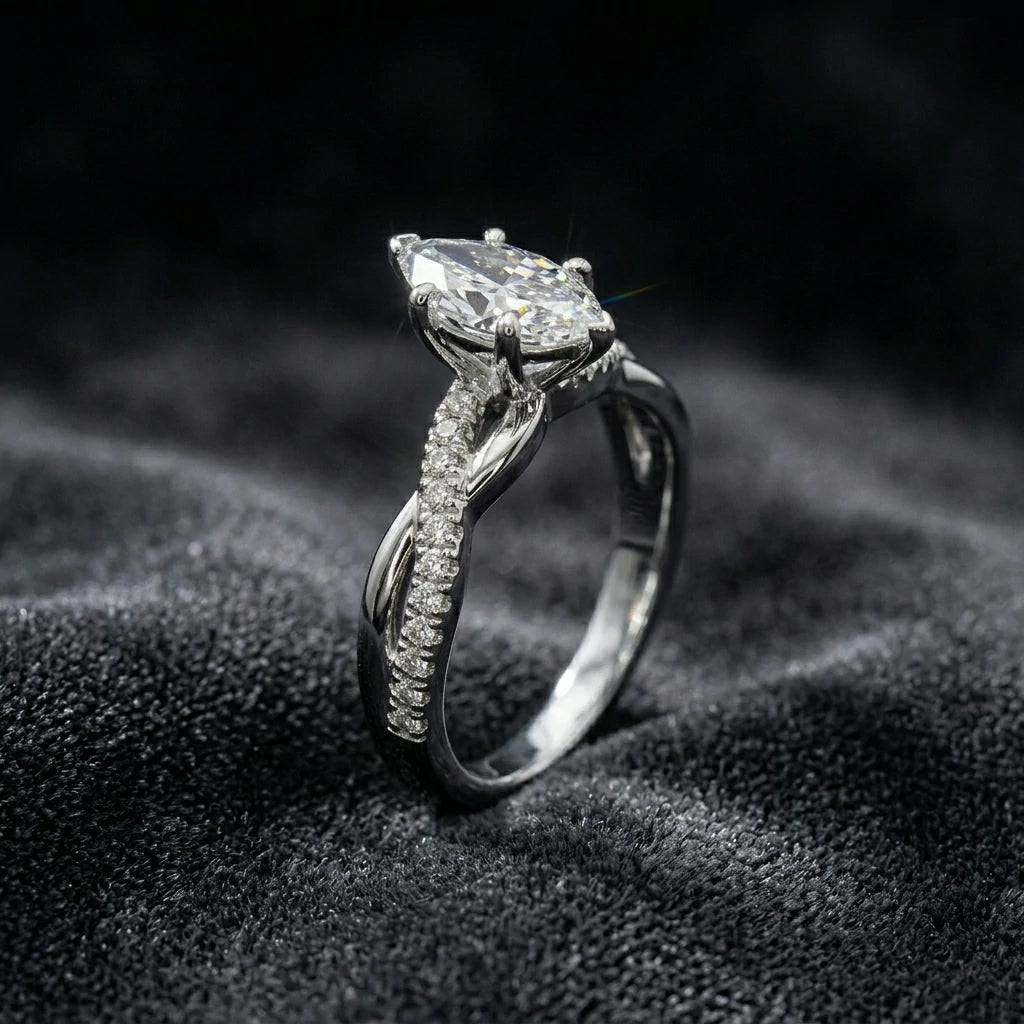 The Marquise Twist Ring — 1ct Moissanite