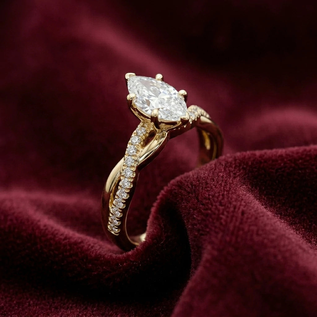 The Marquise Twist Ring — 1ct Moissanite