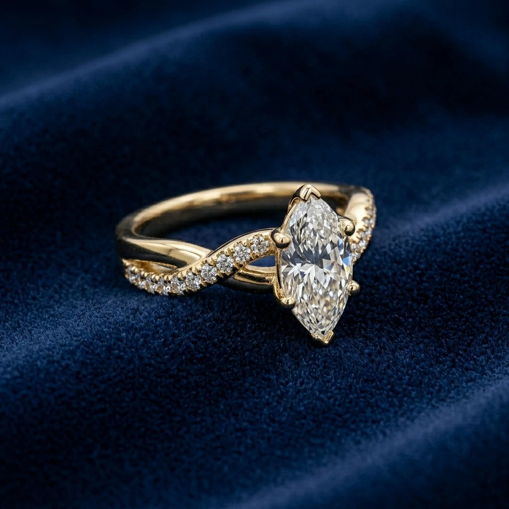 The Marquise Twist Ring — 1ct Moissanite