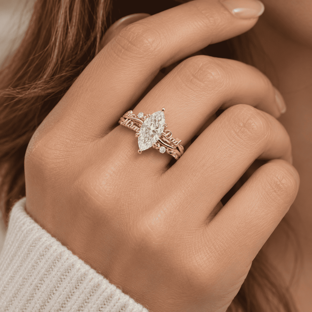The Marquise Duet Name Ring — product view 9