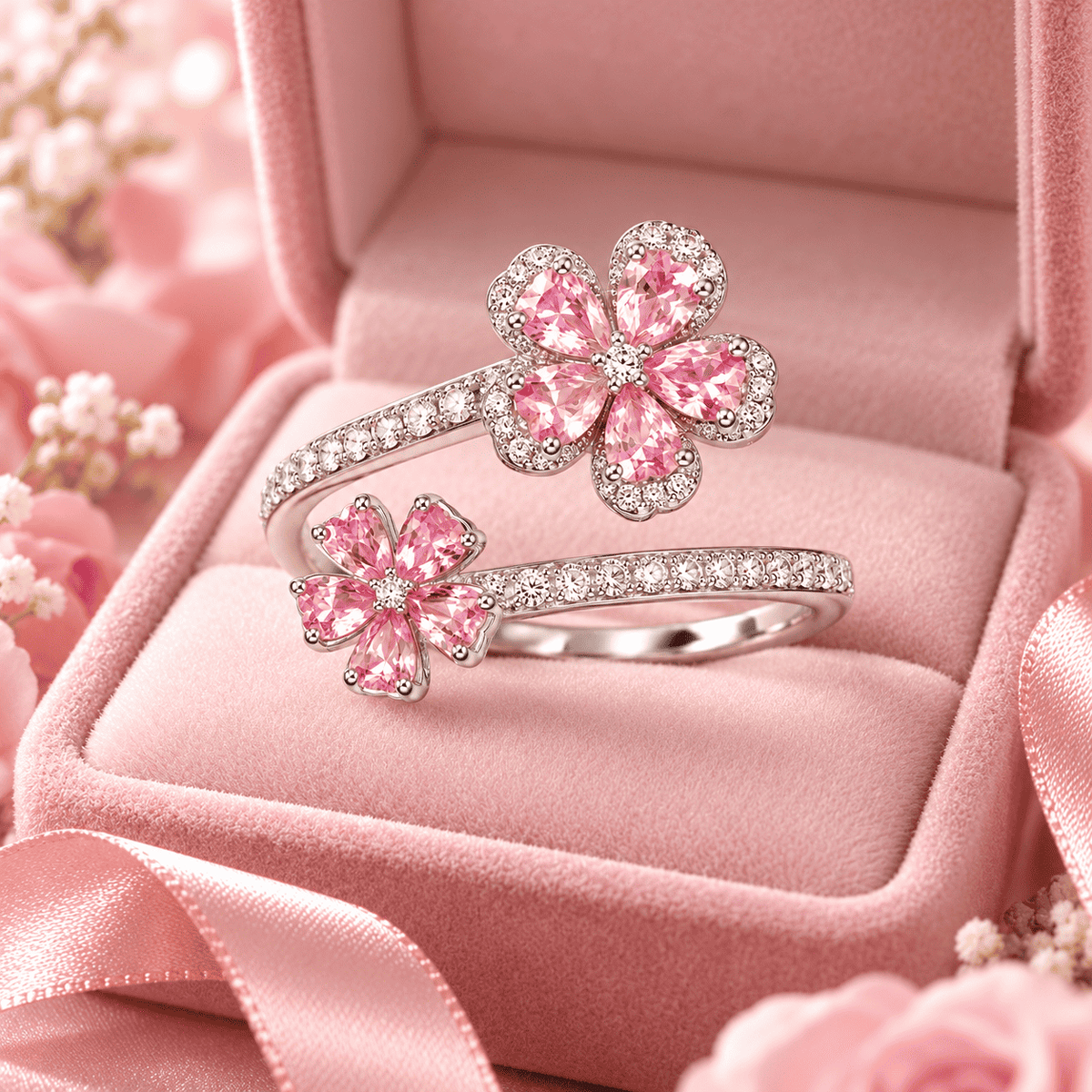 The Pink Bloom Open Ring — product view 4