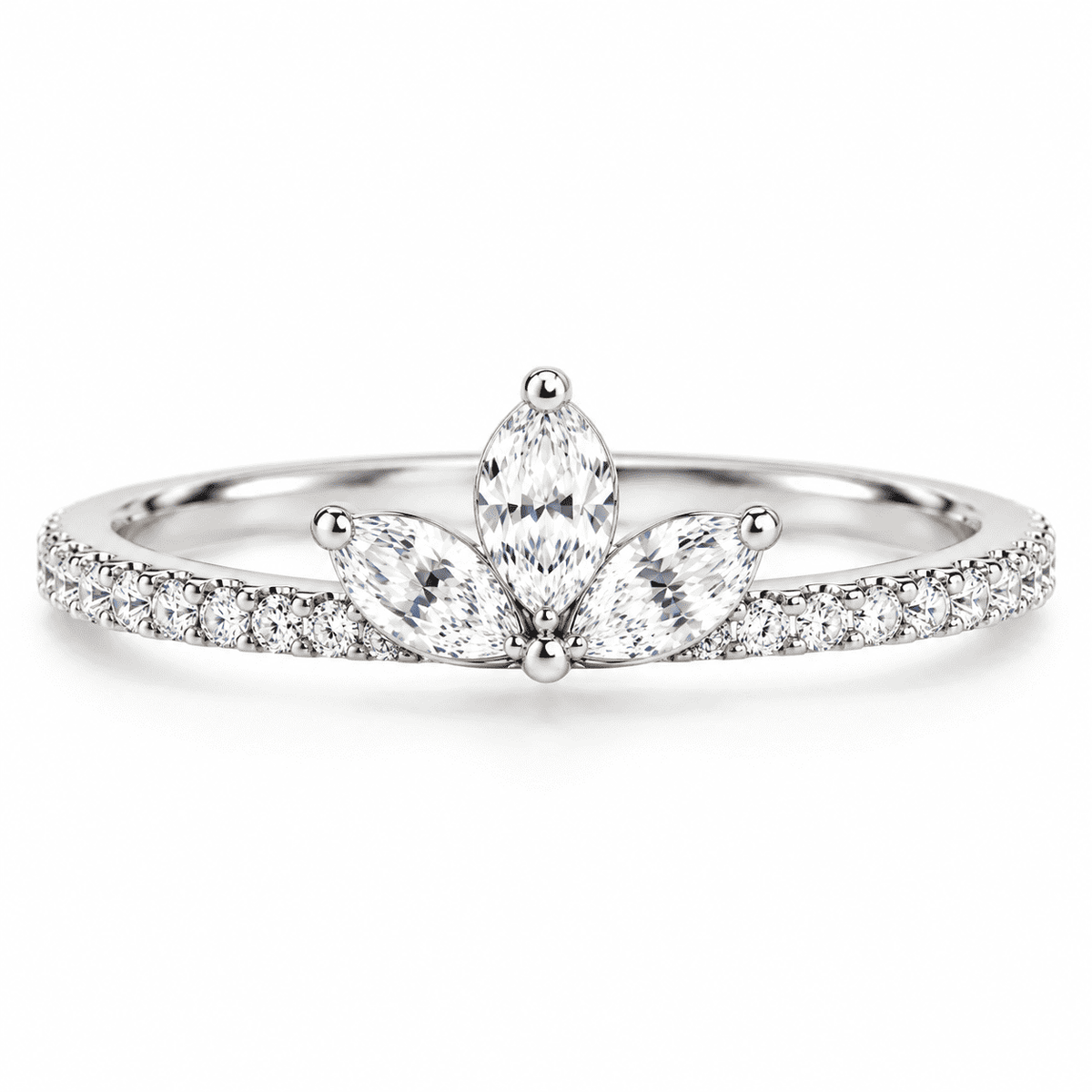 The Petal Crown Ring — Silver view 1