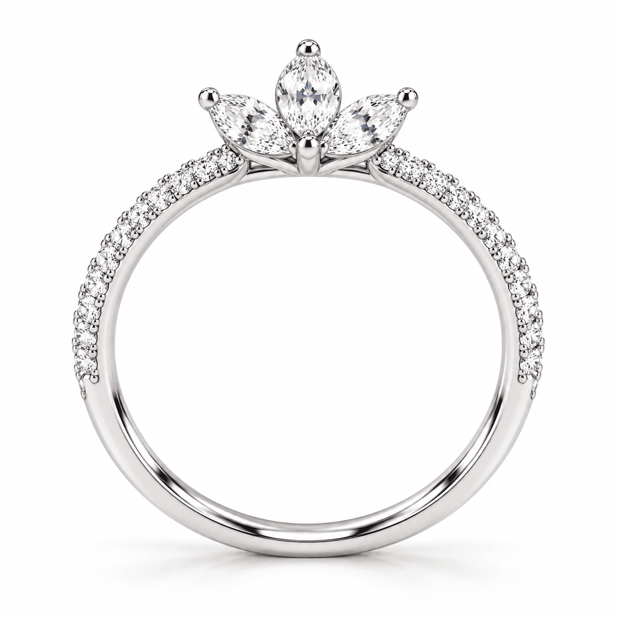 The Petal Crown Ring — Silver view 2