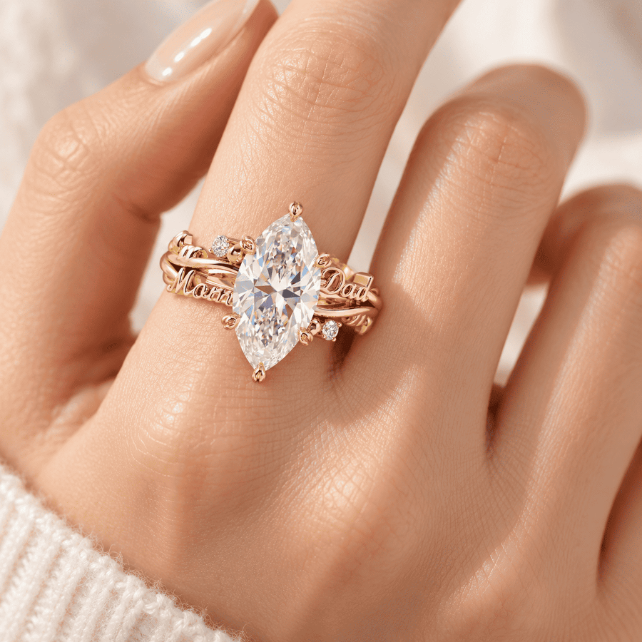 The Marquise Duet Name Ring