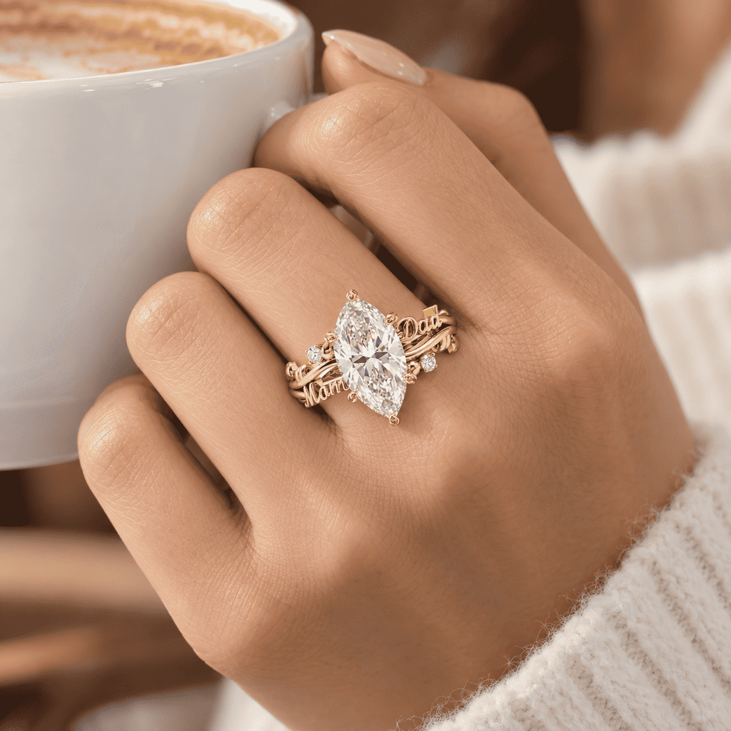 The Marquise Duet Name Ring — product view 3