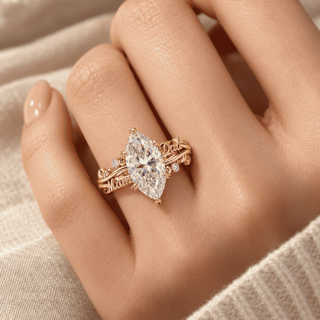 The Marquise Duet Name Ring — product view 4