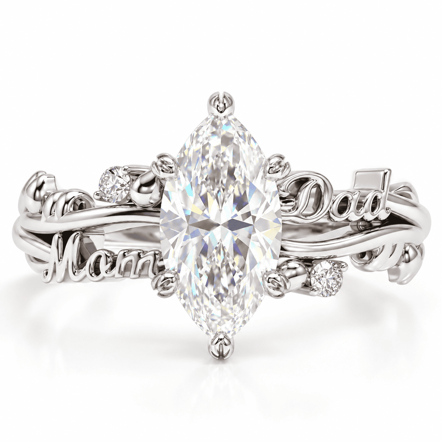 The Marquise Duet Name Ring
