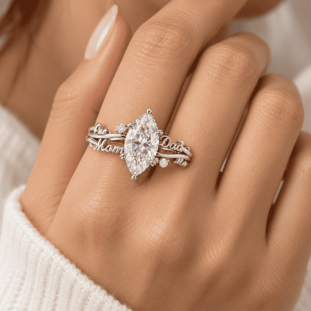 The Marquise Duet Name Ring — product view 6