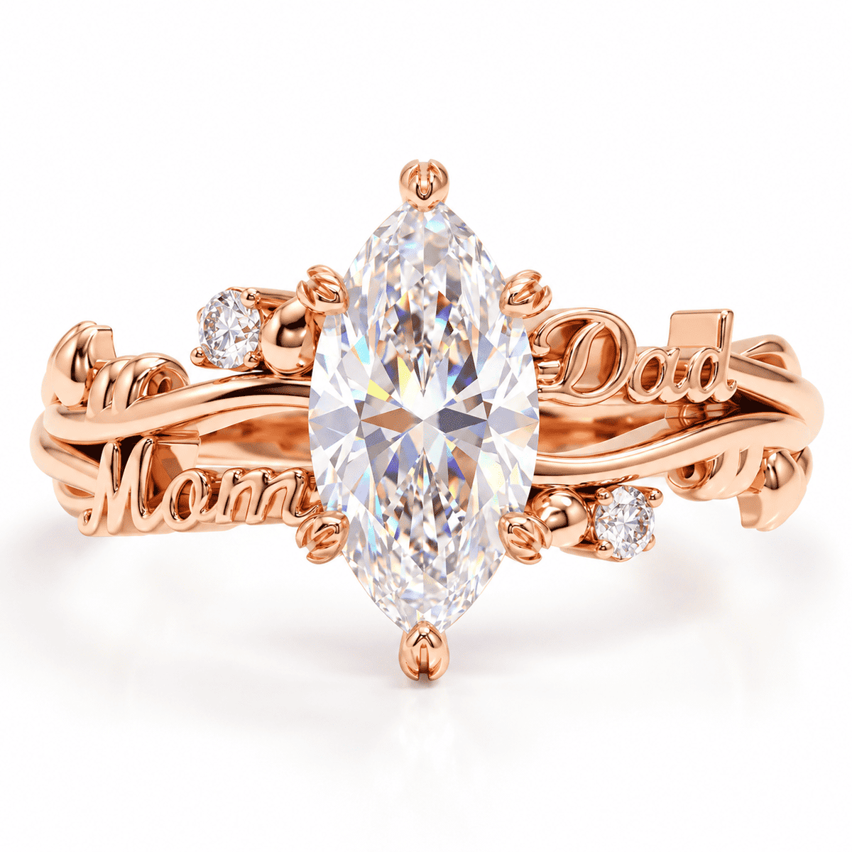 The Marquise Duet Name Ring — product view 7