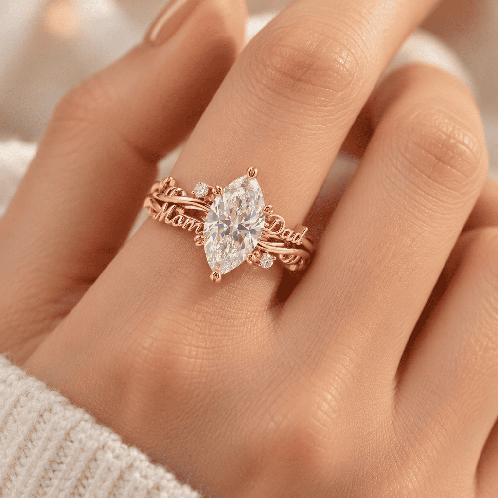 The Marquise Duet Name Ring — product view 8