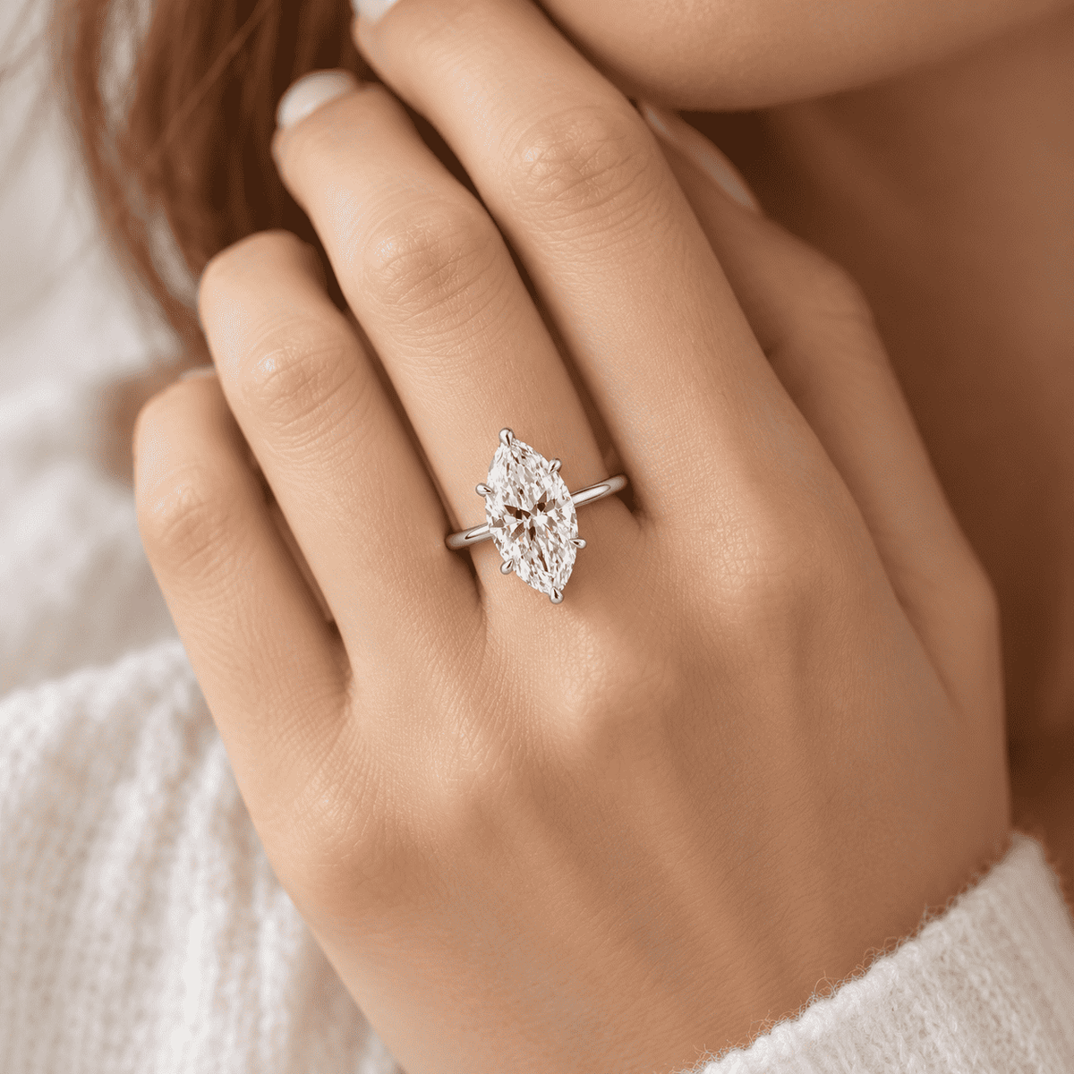 The Elan Marquise Solitaire Ring — product view 6