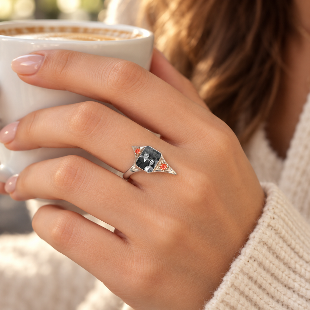 The Two of Us Photo & Birthstone Ring
