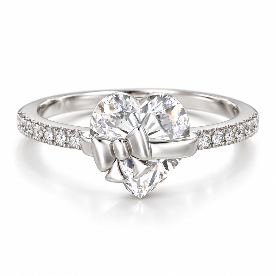 The Heart Bow Ring — Silver