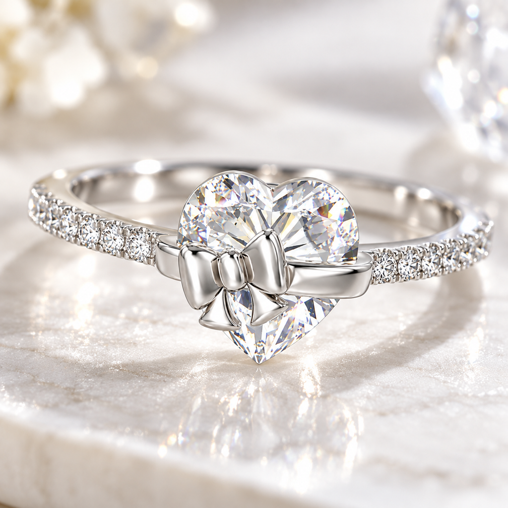 The Heart Bow Ring — Silver