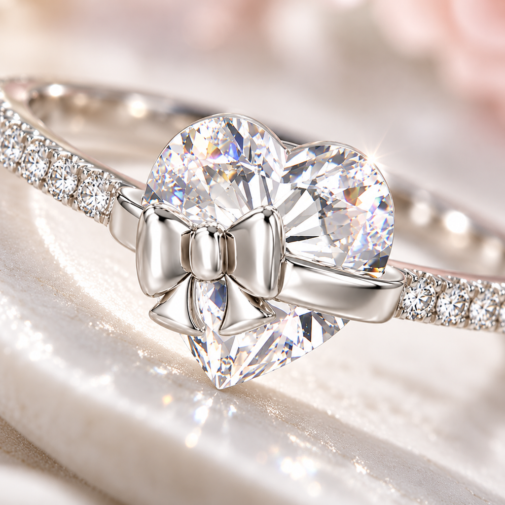 The Heart Bow Ring — Silver