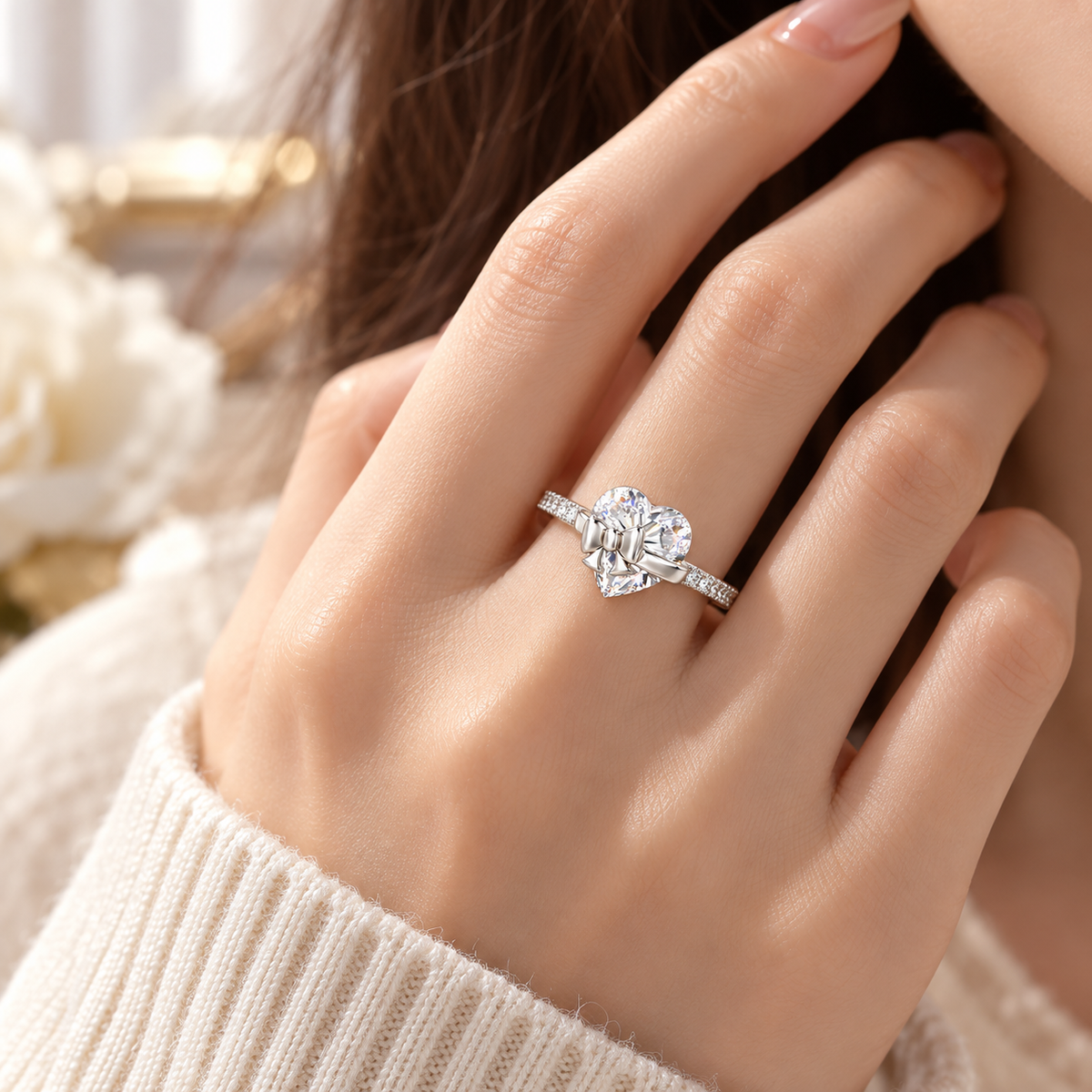 The Heart Bow Ring — Silver