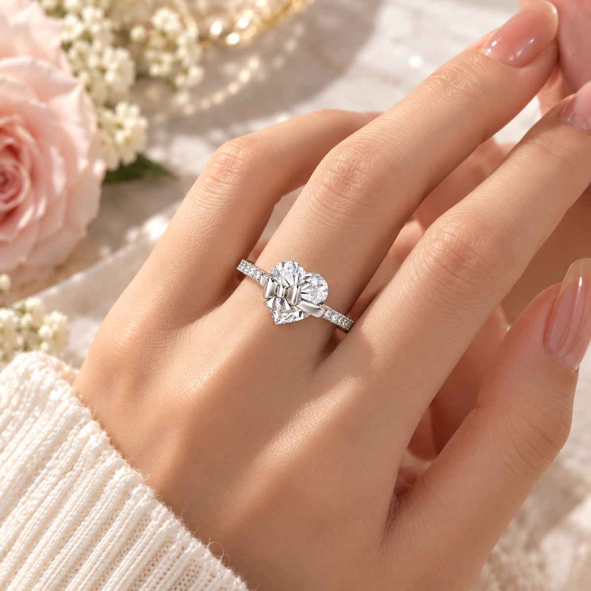 The Heart Bow Ring — Silver
