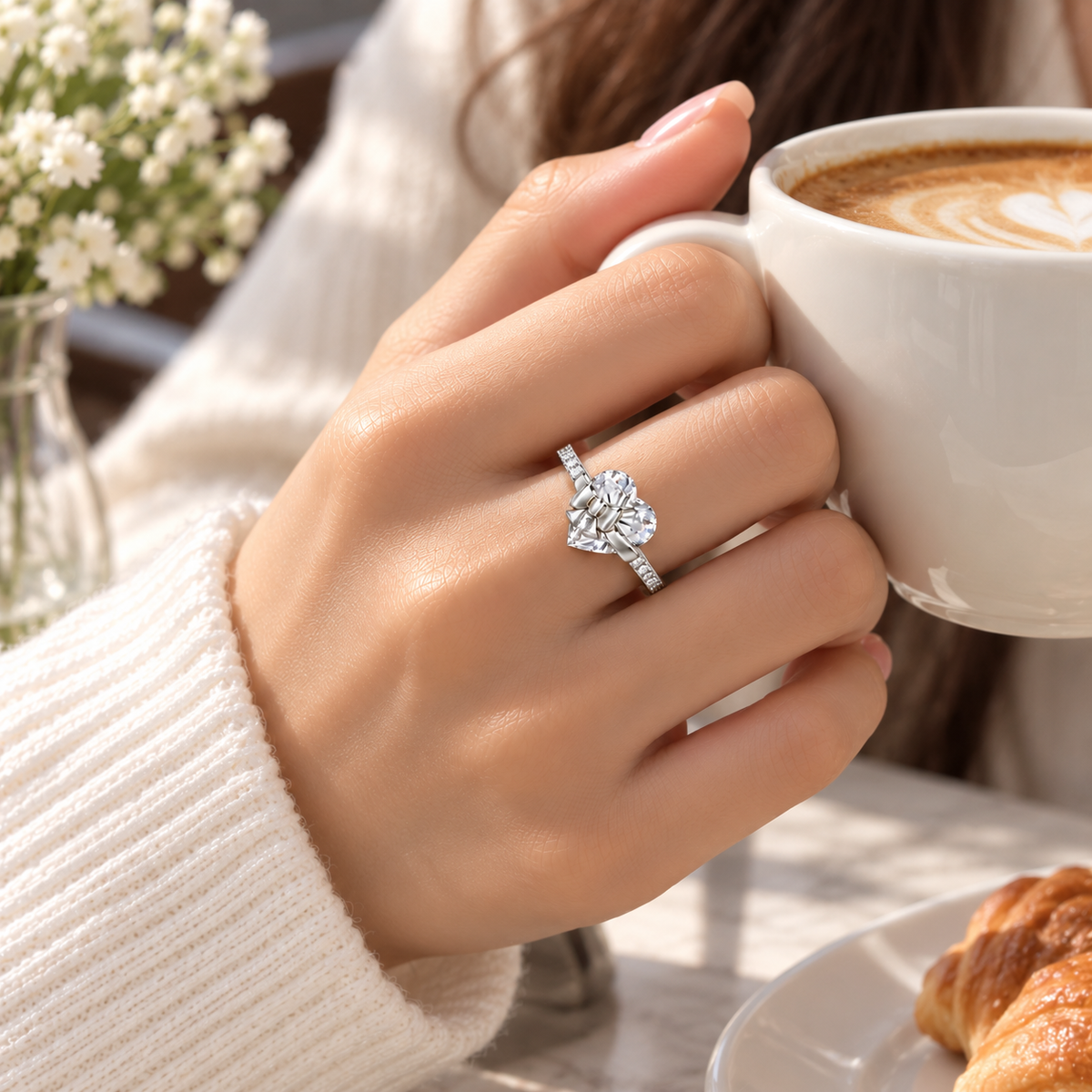The Heart Bow Ring — Silver