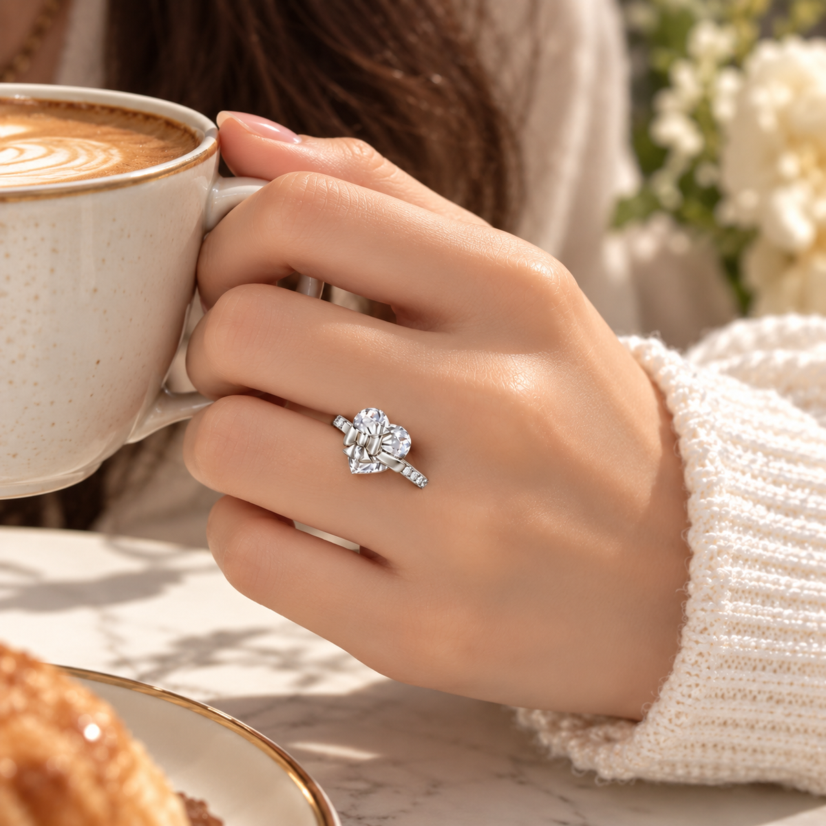The Heart Bow Ring — Silver