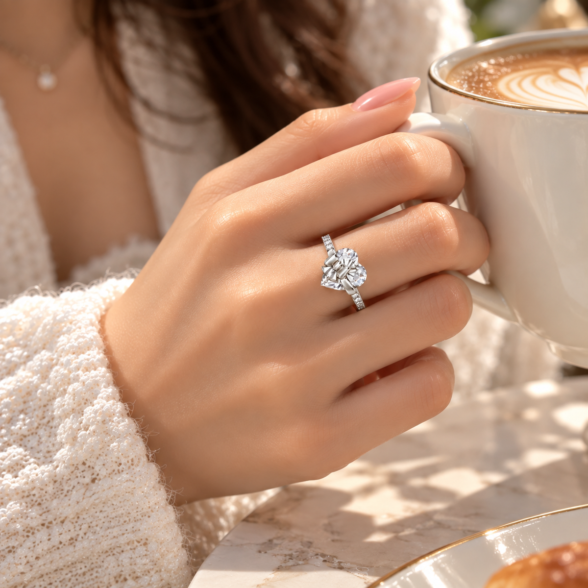 The Heart Bow Ring — Silver