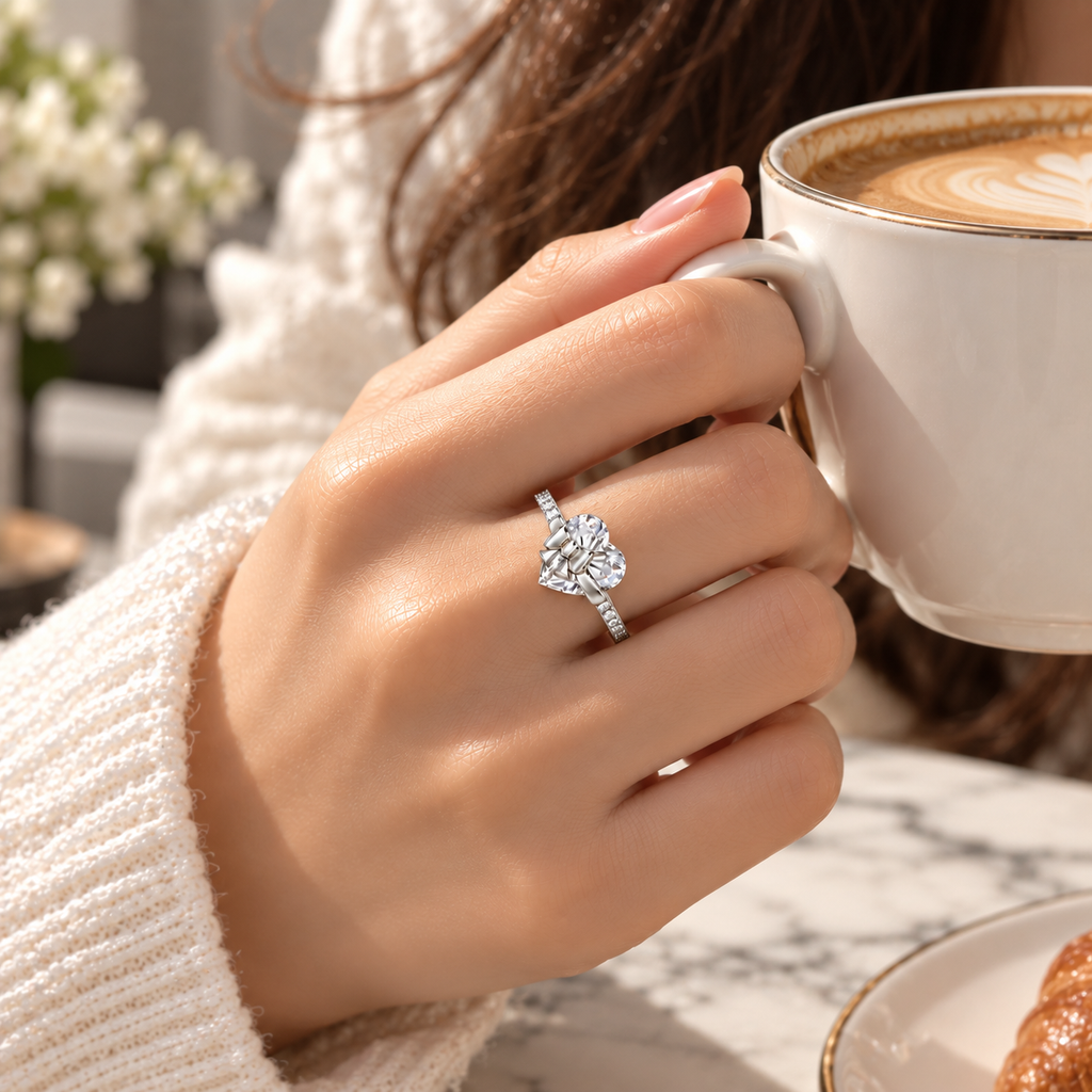 The Heart Bow Ring — Silver