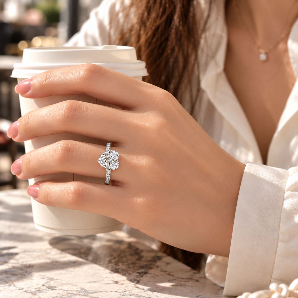 The Heart Bow Ring — Silver