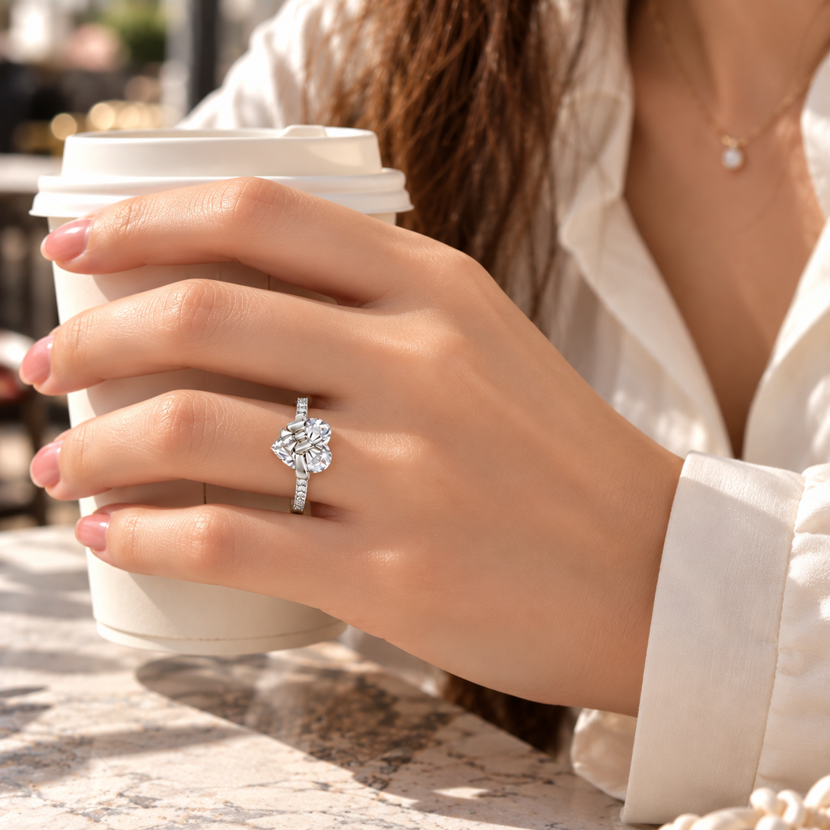 The Heart Bow Ring — Silver