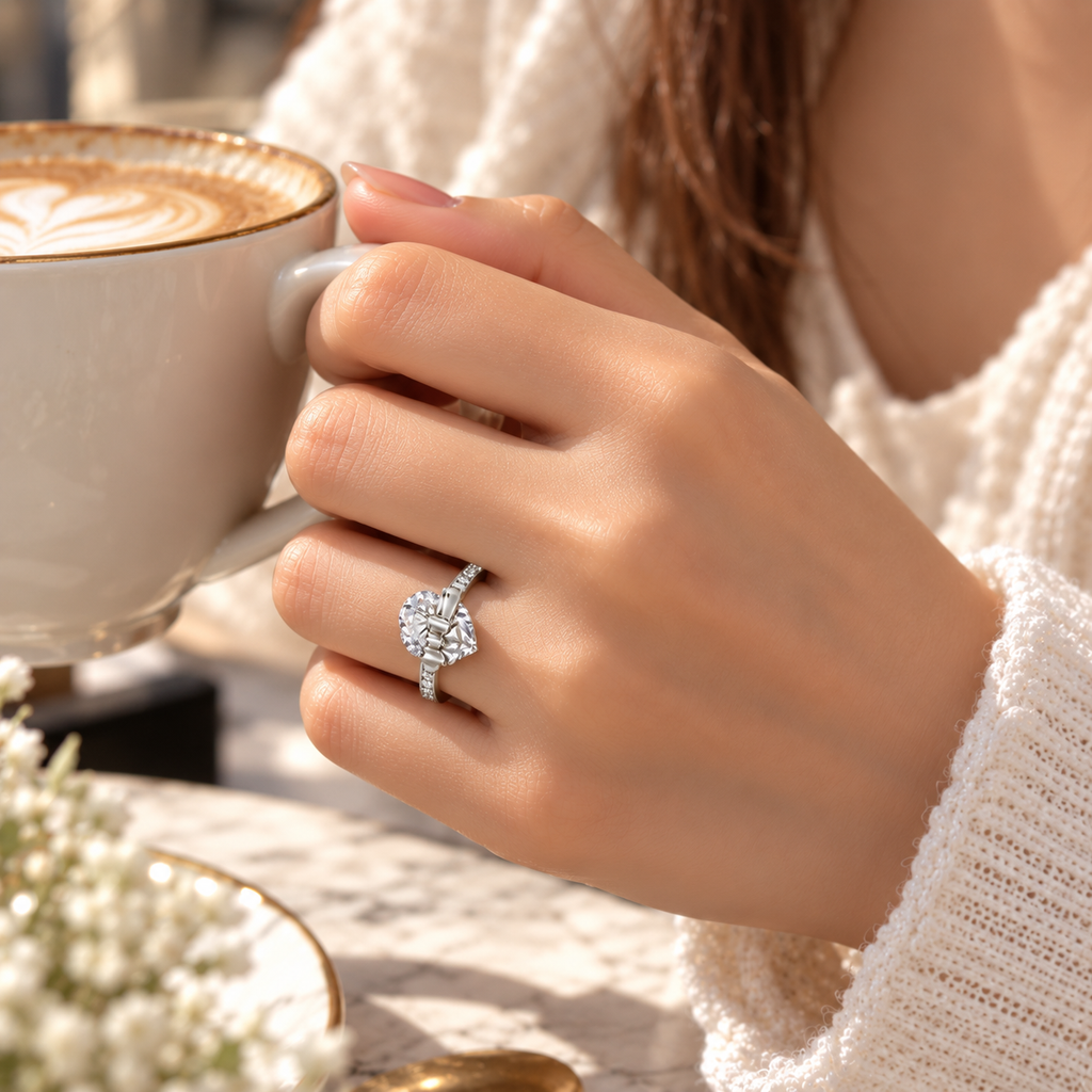 The Heart Bow Ring — Silver