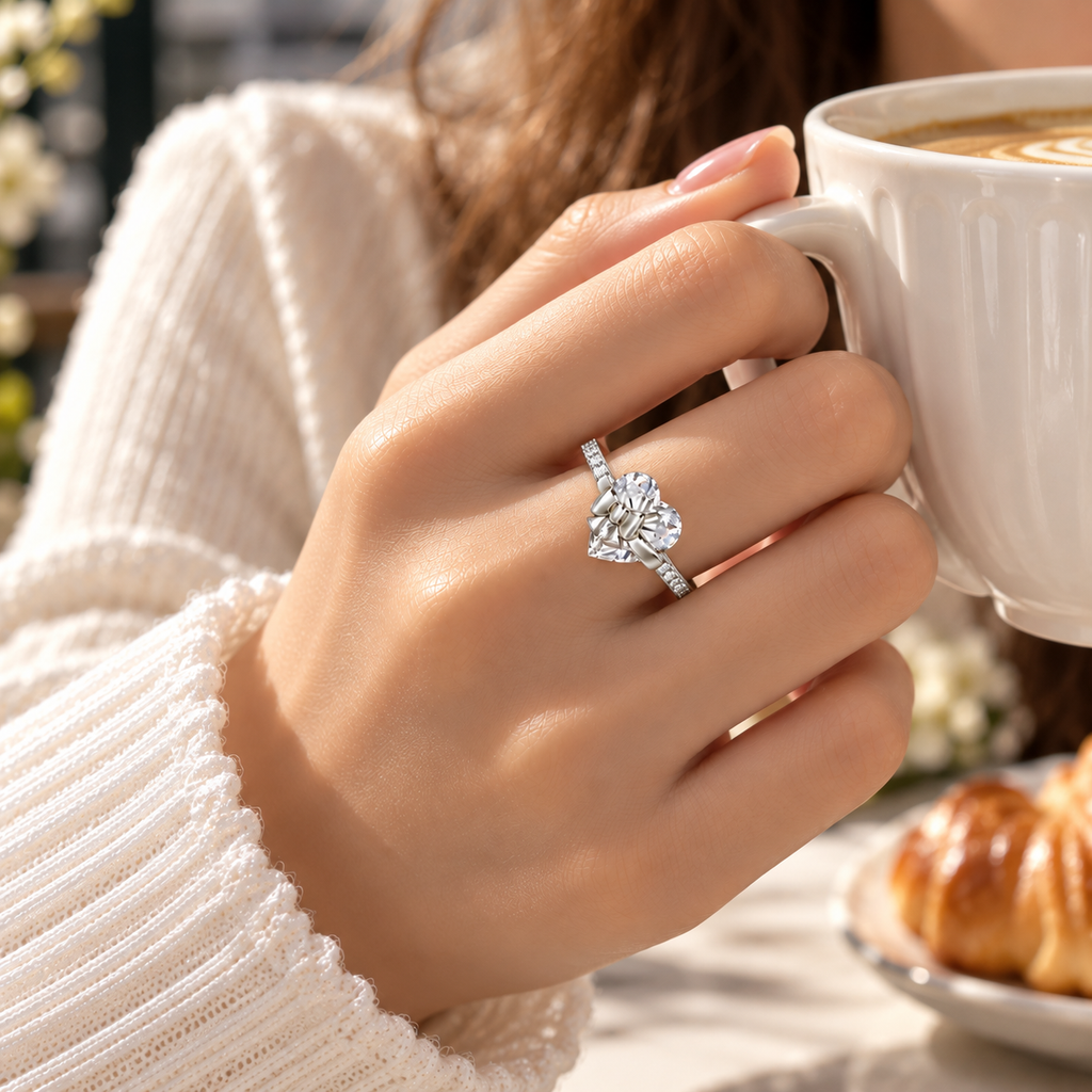 The Heart Bow Ring — Silver