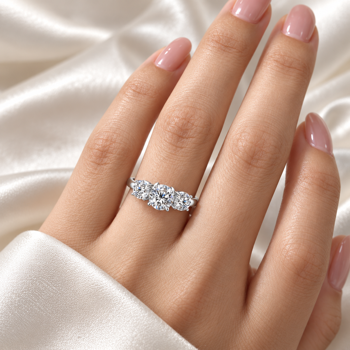 Three-Stone Double claws Engagement Ring (3.0 ct. tw)