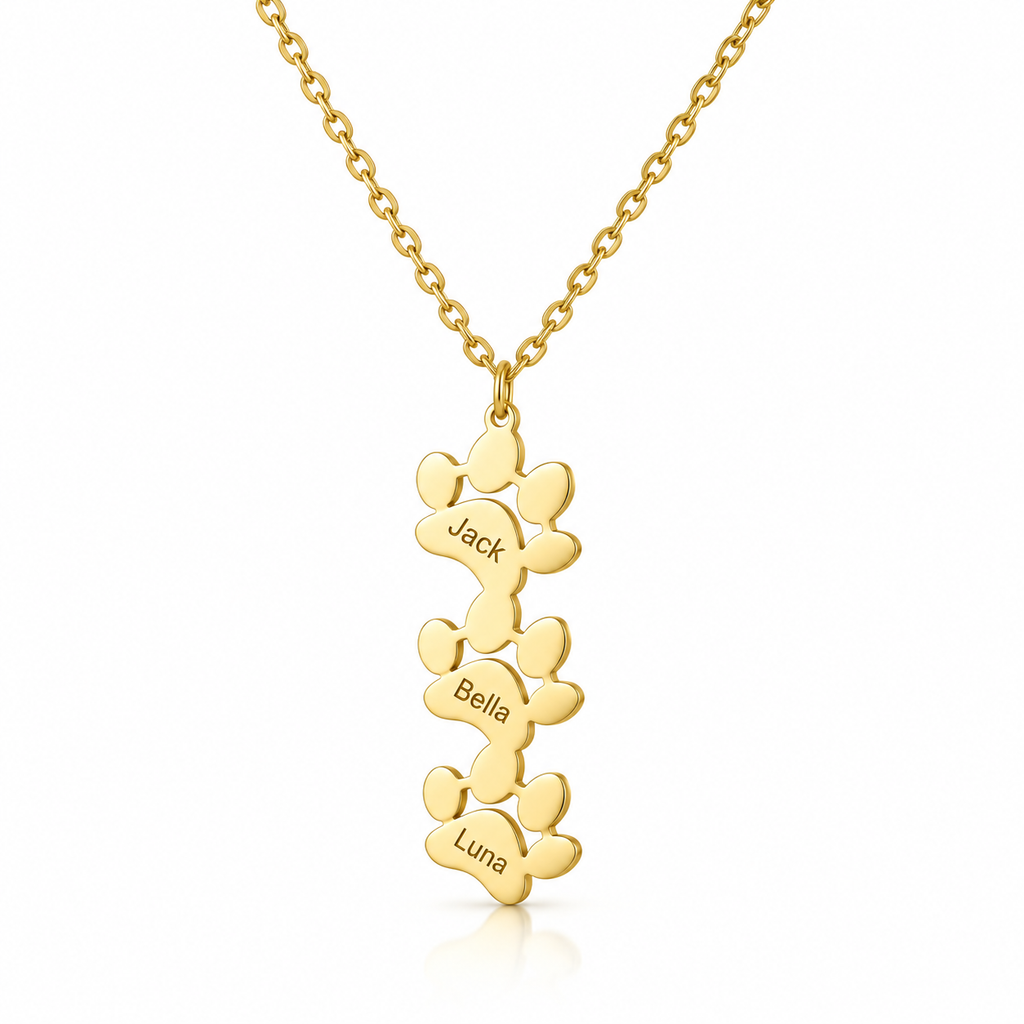 The Paws We Love Necklace — Personalized Names