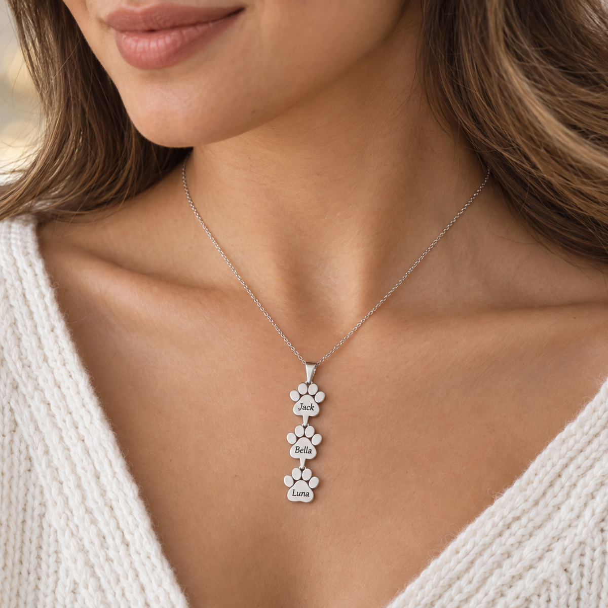 The Paws We Love Necklace — Personalized Names