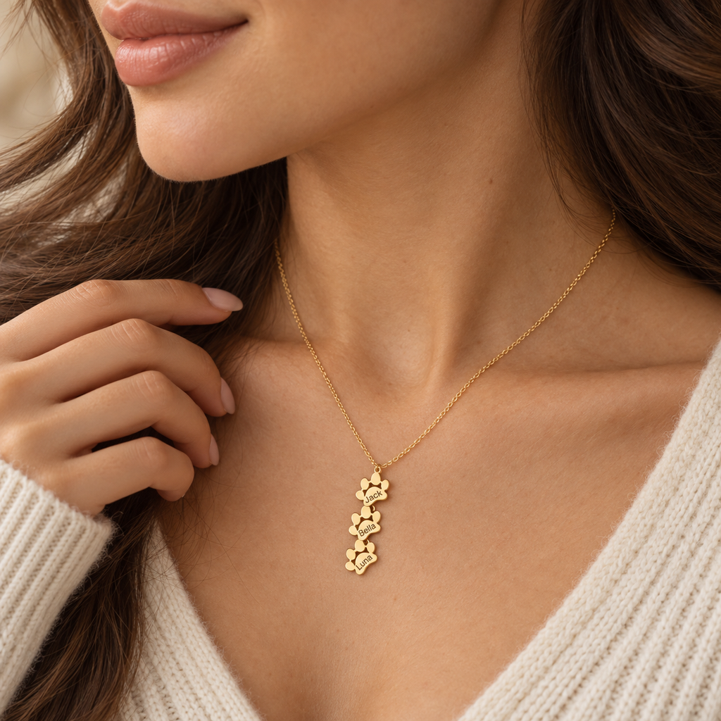 The Paws We Love Necklace — Personalized Names