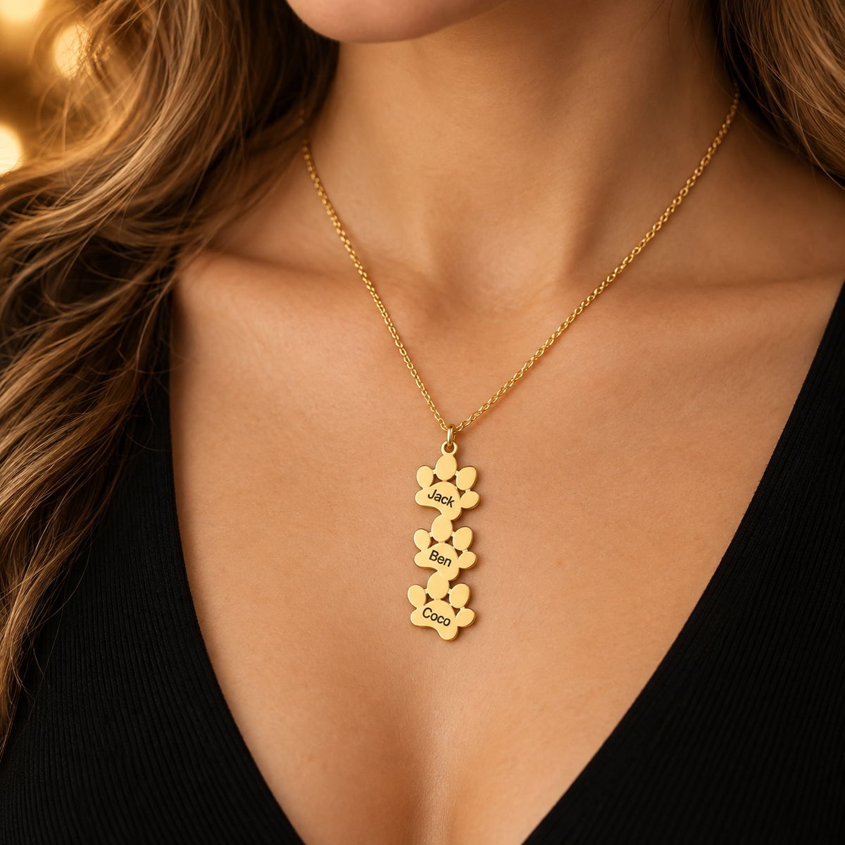 The Paws We Love Necklace — Personalized Names