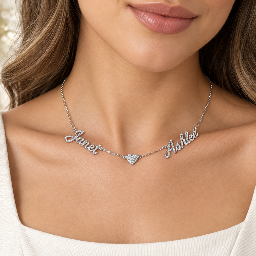 The Hearts Between Us Name Necklace