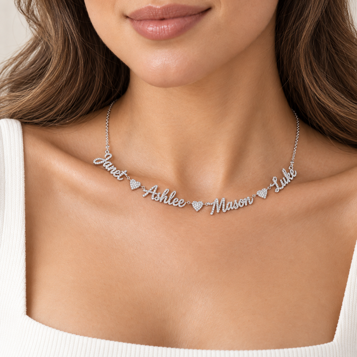 The Hearts Between Us Name Necklace