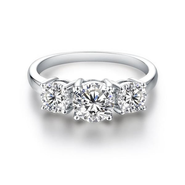 Three-Stone Double claws Engagement Ring (3.0 ct. tw)
