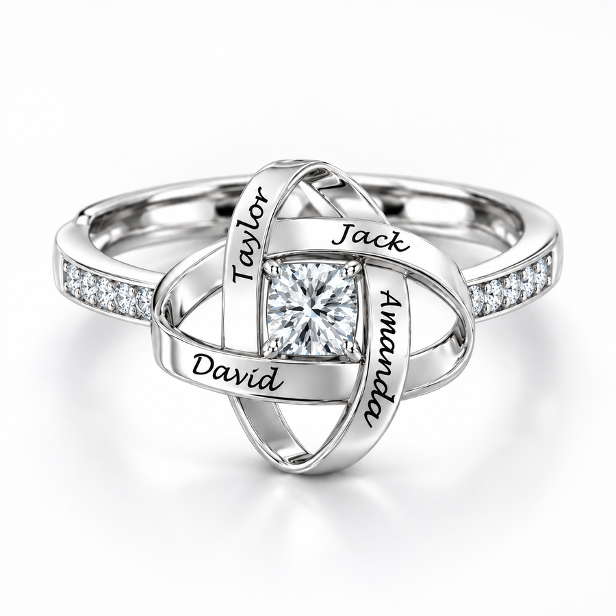 The Family Knot Name Ring — 1ct Moissanite
