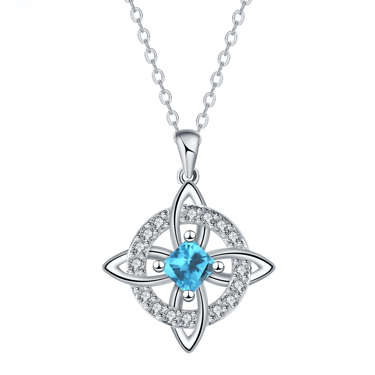 Guardian Knot Necklace — March Aquamarine birthstone color