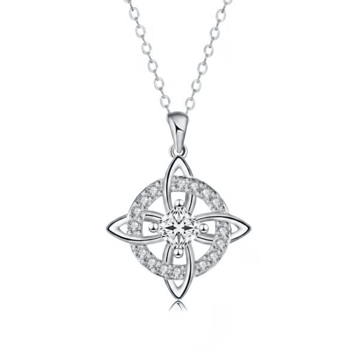 Guardian Knot Necklace — April Diamond birthstone color