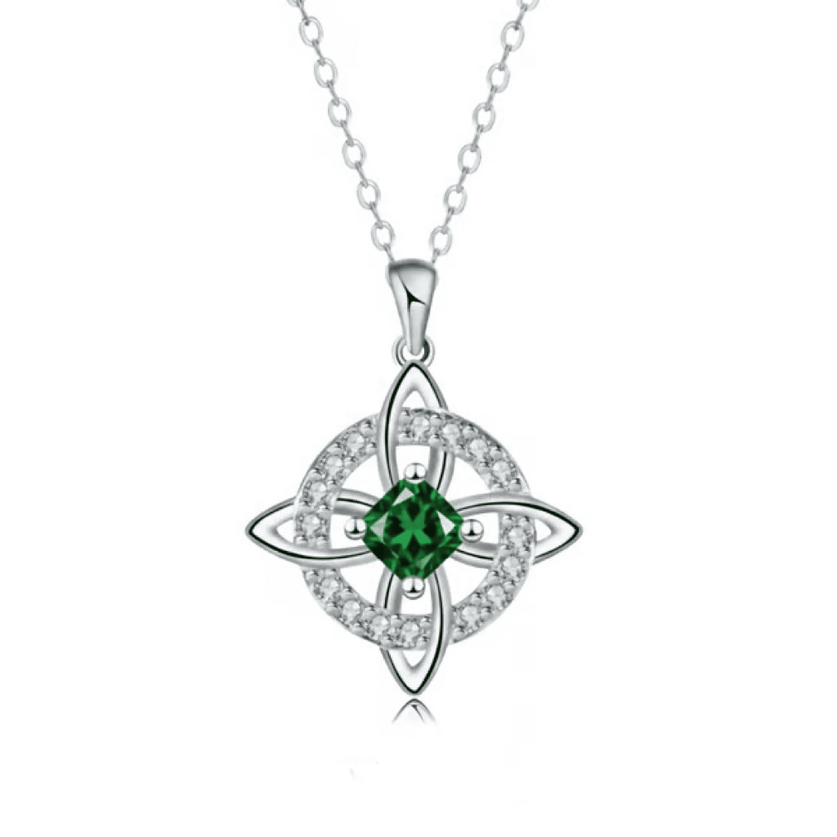 Guardian Knot Necklace — May Emerald birthstone color