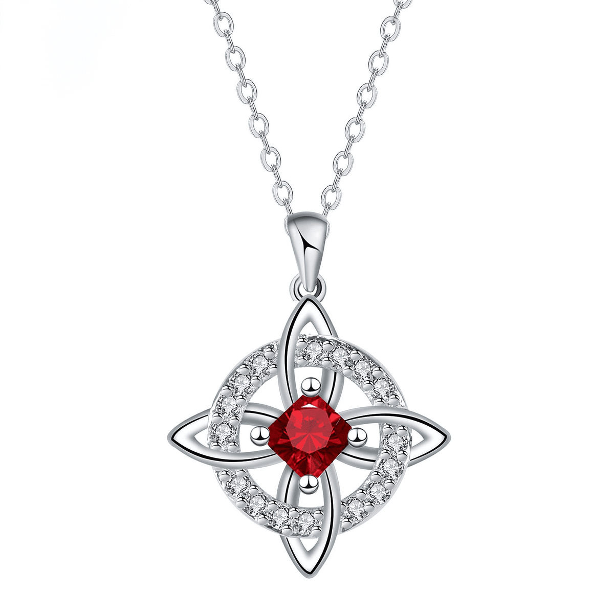 Guardian Knot Necklace — July Ruby birthstone color