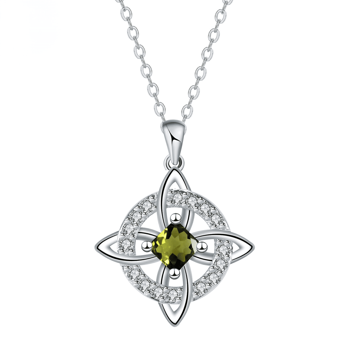 Guardian Knot Necklace — August Peridot birthstone color