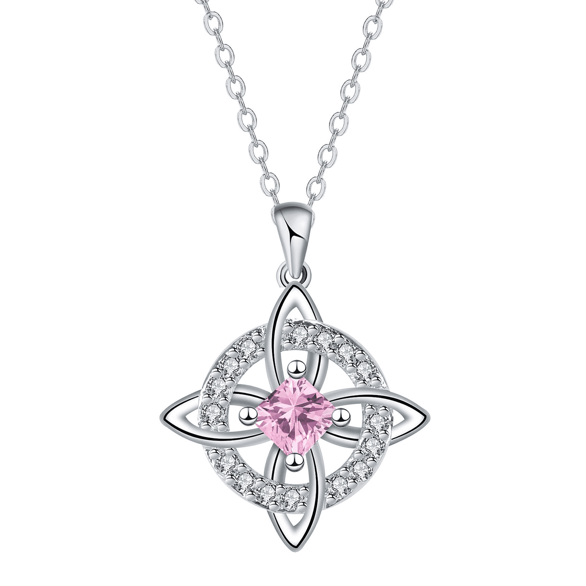 Guardian Knot Necklace — October Pink Tourmaline birthstone color