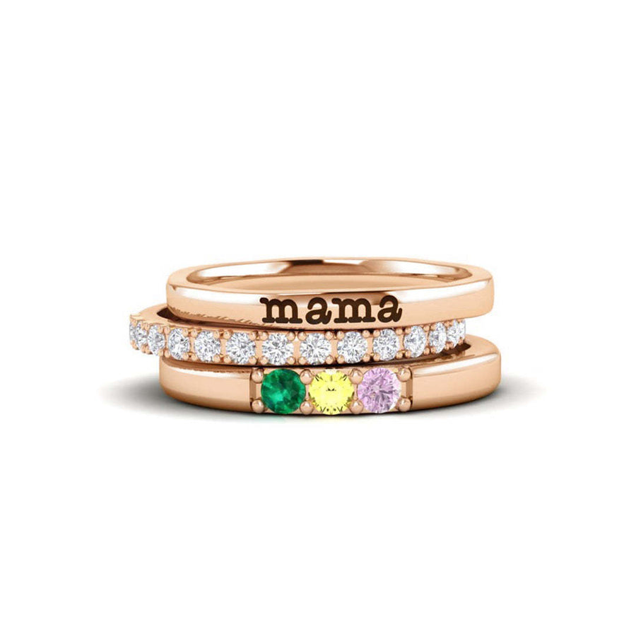 The Mama Birthstone Ring — Personalized 3-Ring Set