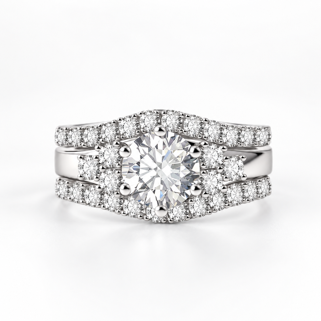 The Timeless Embrace Ring Set in Silver on a white background