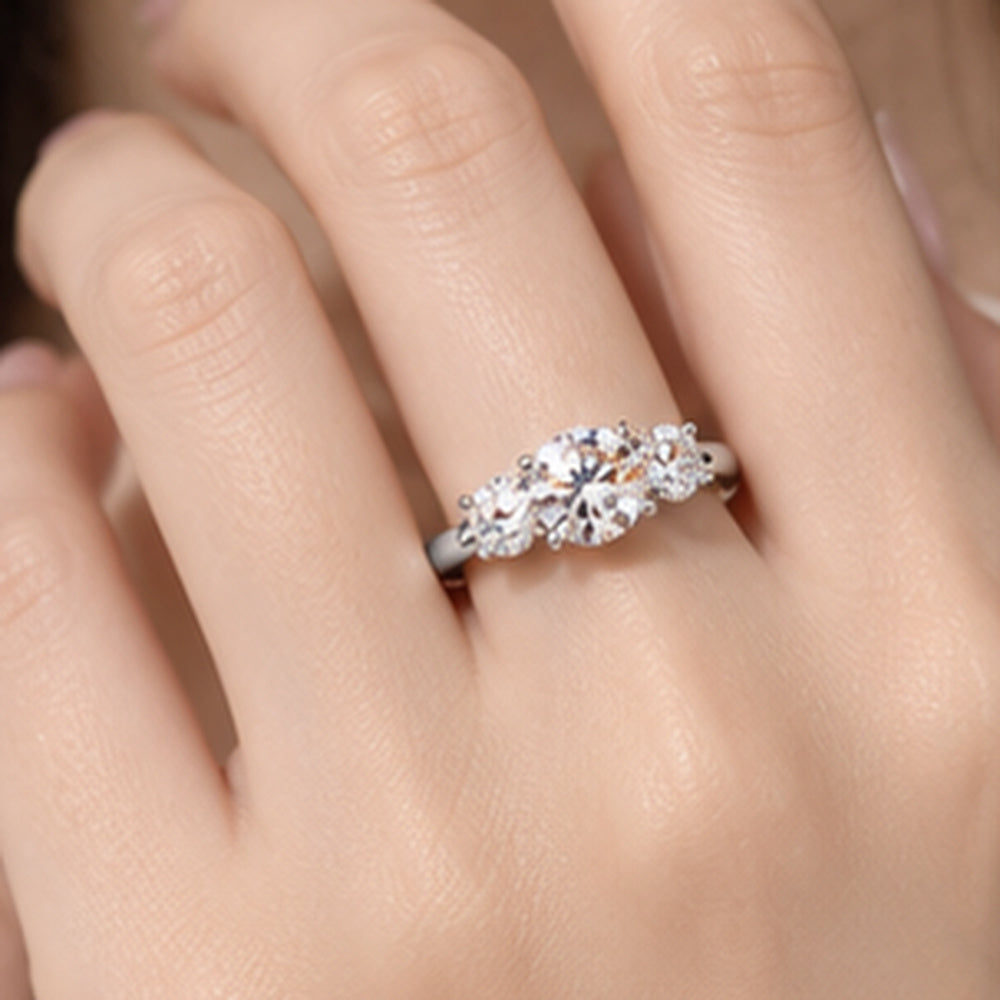 Three-Stone Double claws Engagement Ring (3.0 ct. tw)
